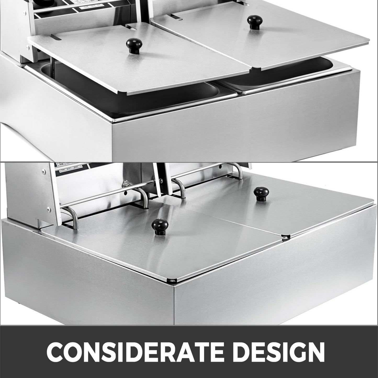 Commercial Deep Fryer 12L Electric Fryer 5000W Dual Tank YB-82A Electric Deep Fryer Countertop Stainless Steel French Fry for Commercial Uses