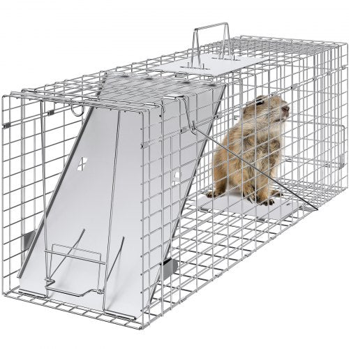 Live Animal Cage Trap 31" x 10" x 12" Humane Cat Trap Cats Squirrels Mouse