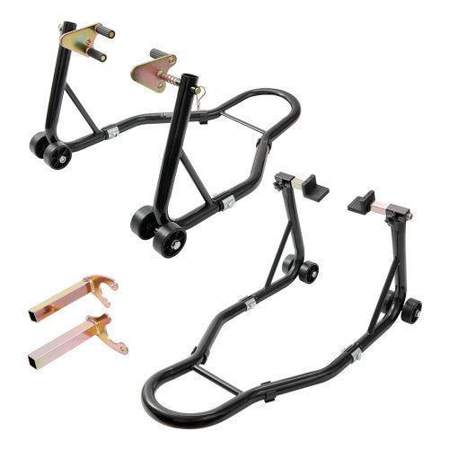 Motorcycle Stand Lift, 0.39 Tons Front Rear Combo Stand Lift Stand, Front and Rear Wheel Fork Stand, U+L Fork Swingarm Spool, Compatible with Most Yamaha Honda Kawasaki Suzuki Motorcycles, Black