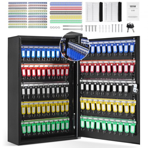 200-Key Cabinet Key Lock Box with Adjustable Racks & Colorful Key Tags