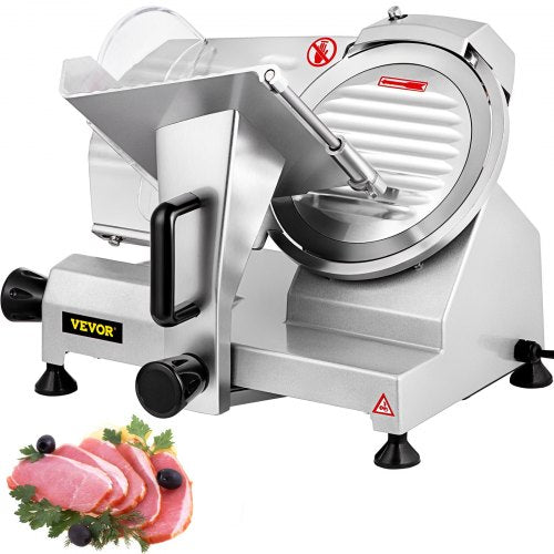 Meat Slicer, 240W Electric Deli Food Slicer, 1200RPM Commercial Meat Slicer with 8'' Chromium-plated Steel Blade, 0-12mm Adjustable Thickness Food Slicer Machine for Home & Commercial Use