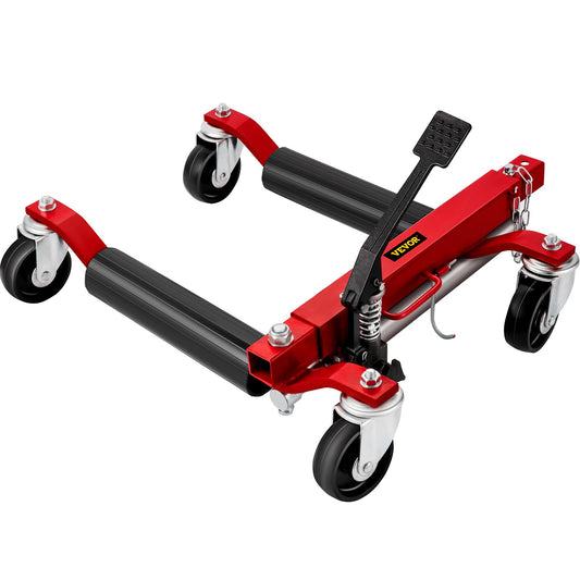 Hydraulic Wheel Dolly 1500 lbs / 680 kg*1 pcs, Car Skate Vehicle Positioning Jack Foot Pump Hydraulic Tyre Lift Roller Dolly Hoist (Tyre Width 12inches, 4 double-bearing universal casters) Car