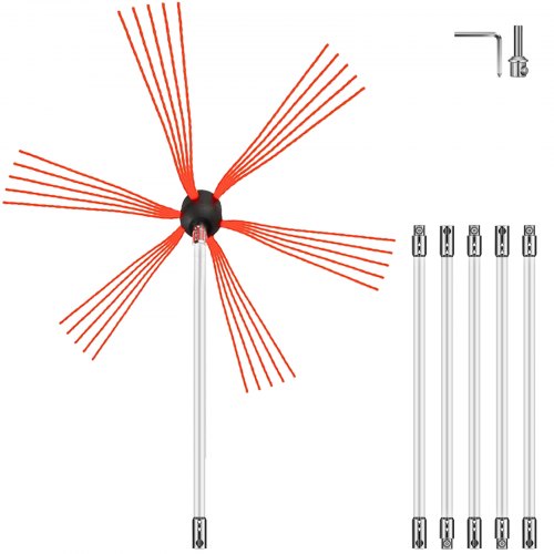 Flexible Chimney Sweep Rods, 20FT Chimney Cleaning Kit, Nylon Sooteater Chimney Cleaning Kit Flexible Brush Head Chimney Sweeping Rods Easy Connecting Chimney Brush With 6 White Rods
