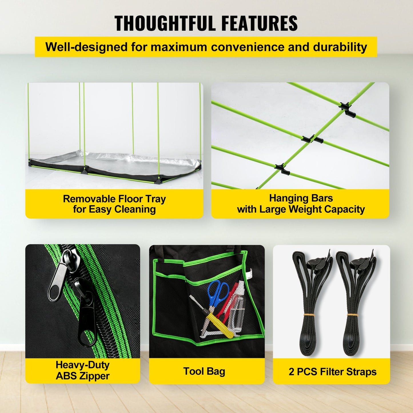 Grow Tent, 96" x 48" x 80" Hydroponics Mylar Reflective Room with Observation Windows and Removable Floor Tray, 100% Lightproof Large Closet for Indoor Plants Growing, 8'x4'