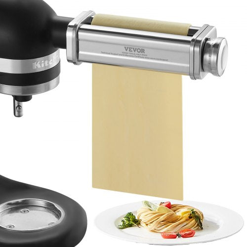 Pasta Attachment for KitchenAid Stand Mixer, Stainless Steel Pasta Sheet Roller Attachment, Pasta Maker Machine Accessory with 8 Adjustable Thickness Knob, KitchenAid Pasta Attachment by VEVOR