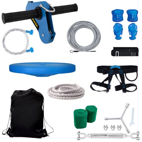 Zipline Kits for Backyard, 80Ft Kids Zipline, Zip Lines for Kids and Adults w/ 250lb Max Capacity, Backyard Zip Line Set w/ Stainless Steel Cable, Zip String Toy w/ Spring Brake & Steel Trolley