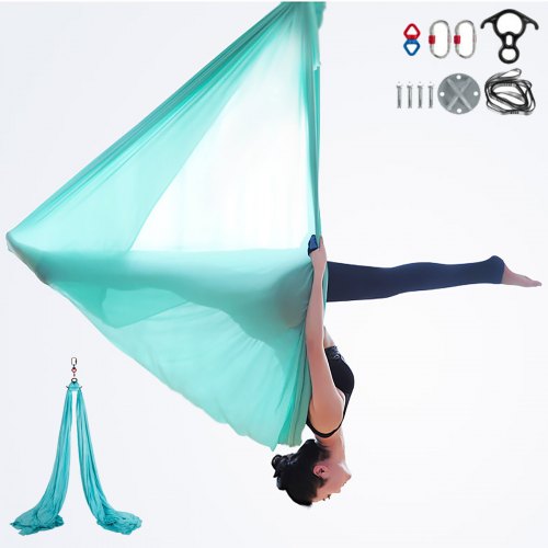 Aerial Silks 10 Meters Long Yoga Swing Kit Yoga Hammock Flying Dance Aerial Yoga Yoga Aerial Silk Fabric Acrobatic Silks Antigravity Yoga Hammock For Indoor or Outdoor(Lake Blue)
