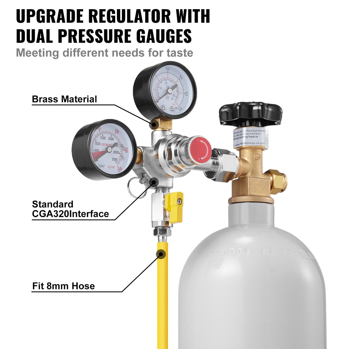 CO2 Regulator Gauge with Check Valve for Draft Beer Homebrew CGA320