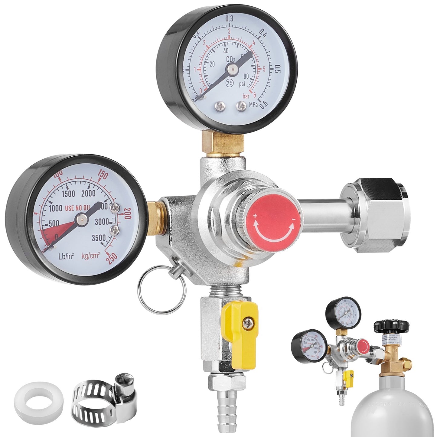 CO2 Regulator Gauge with Check Valve for Draft Beer Homebrew CGA320