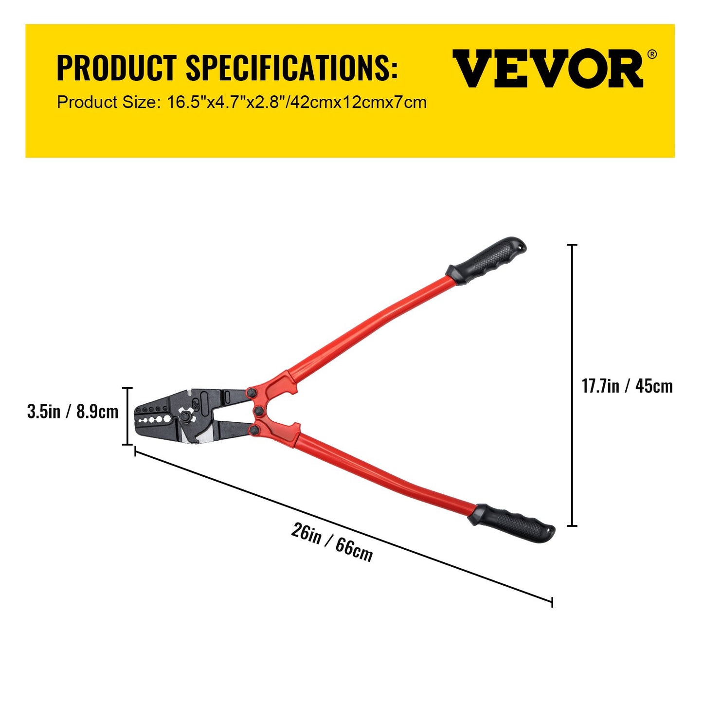 24 Inch Hand Swager Crimper 5 Cavity 1/16 to 3/16inch Swaging Tool for Copper Aluminum Oval Sleeves and Stop Sleeves Wire Rope Crimping Tool Propress Swage Tool Long Handle Labor Save