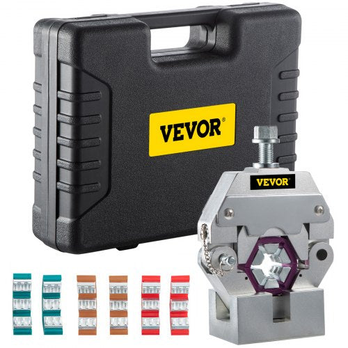71550 Portable Manual Hydraulic Pipe Press Hose Crimping Tool and Repaire Crimper Tools Manually Operated A/C Hose Crimper Tool Kit Durable with 4 Dies for Car Air Conditioner
