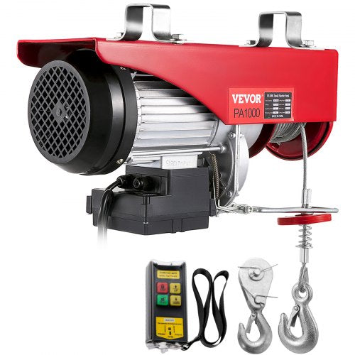 Electric Hoist, 2200 lbs Electric Winch, Electric Lift with Wireless Remote Control System, Zinc-Plated Steel Wire Electric Hoist Crane, Electric Cable Hoist w/Straps and Emergency Stop Switch