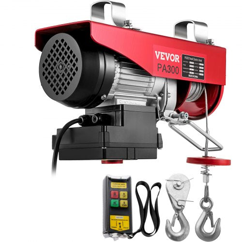 Electric Hoist, 660 lbs Electric Winch, Electric Lift with Wireless Remote Control System, Zinc-Plated Steel Wire Electric Hoist Crane, Electric Cable Hoist w/Straps and Emergency Stop Switch