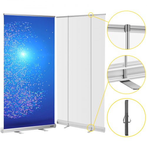 Floor Standing Sneeze Guard, 48"x80" Roll Up Banner Stand, Portable Pull-Out Standing Divider, Stand Roll Up Banner for Cafe, Office, Cashier, Store, Restaurant, Classroom and Receptionist