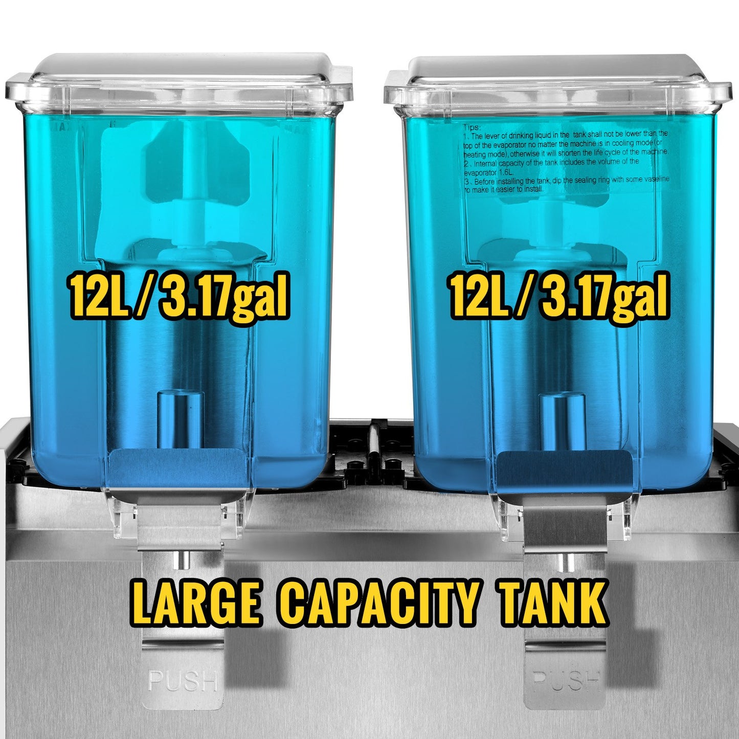 Commercial Cold Beverage Dispenser Stainless Steel Fruit Juice Beverage Dispensers 2 Tanks 6.4 Gallon Ice Tea Drink Dispenser Equipped with Thermostat Controller