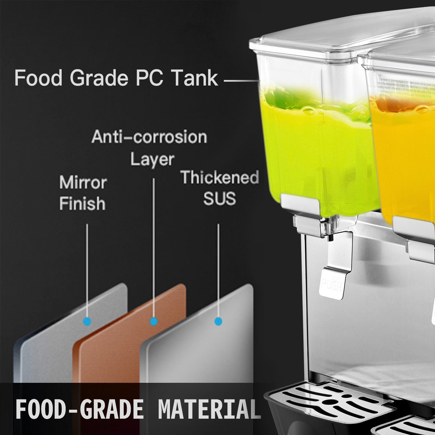 Commercial Cold Beverage Dispenser Stainless Steel Fruit Juice Beverage Dispensers 3 Tanks 9.6 Gallon Ice Tea Drink Dispenser Equipped with Thermostat Controller