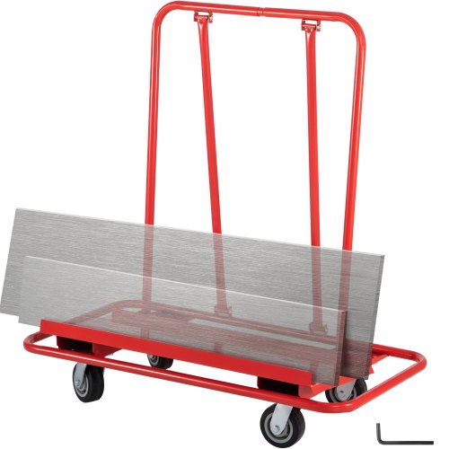 Drywall Cart, 45.3"L × 21.7"W × 31.5"H Drywall Sheet Carts with 2200 LBS/1 Ton Load Capacity, Heavy Duty Plasterboard Trolley w/ Four 5" Wheels, Service Dolly for Handling Sheetrock Sheet Panel