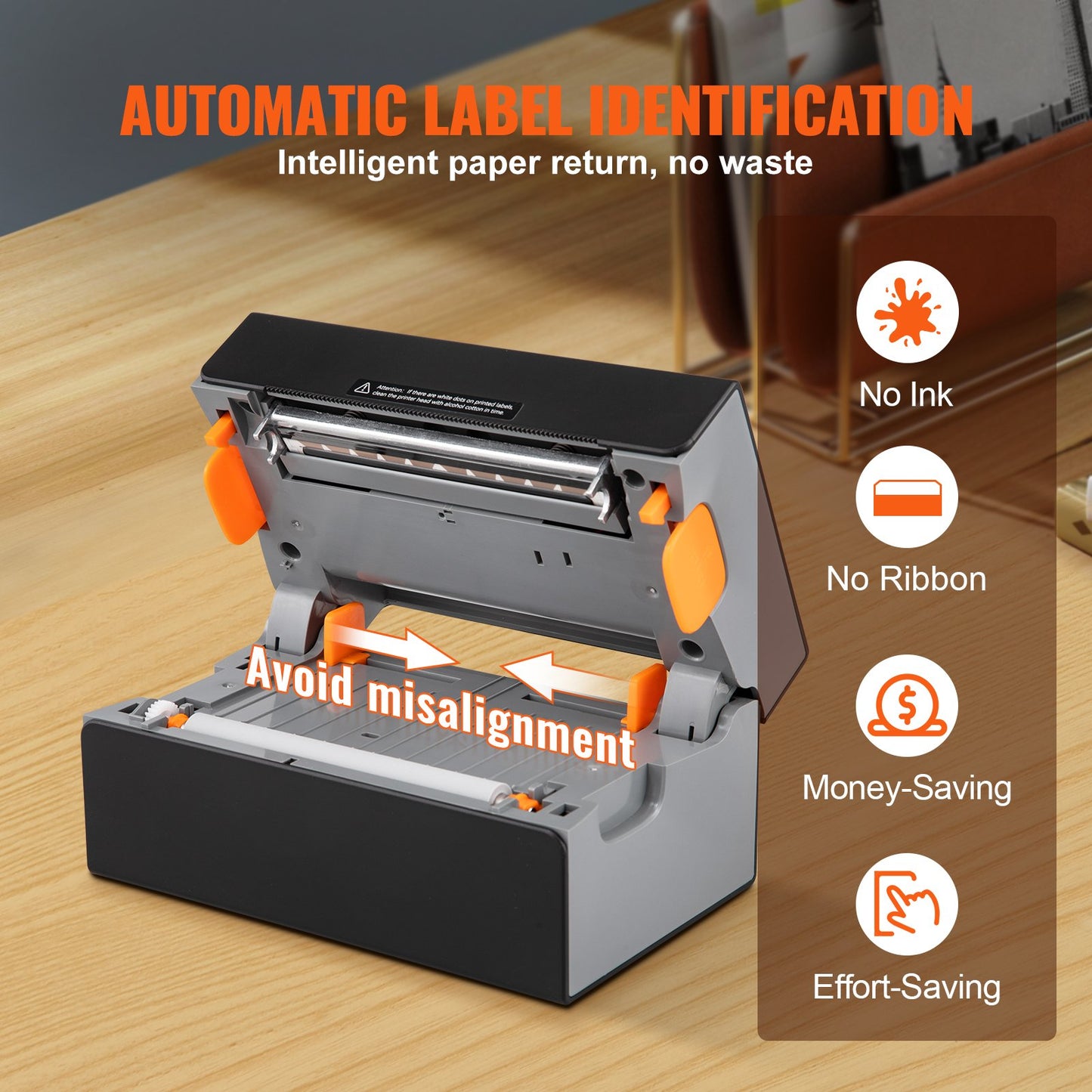 Thermal Label Printer, 300DPI for 4x6 Mailing Packages, Bluetooth & Automatic Label Recognition, Support Windows/MacOS/Linux/Chromebook/Android/IOS, Compatible w/ Amazon, eBay, Etsy,etc, Black