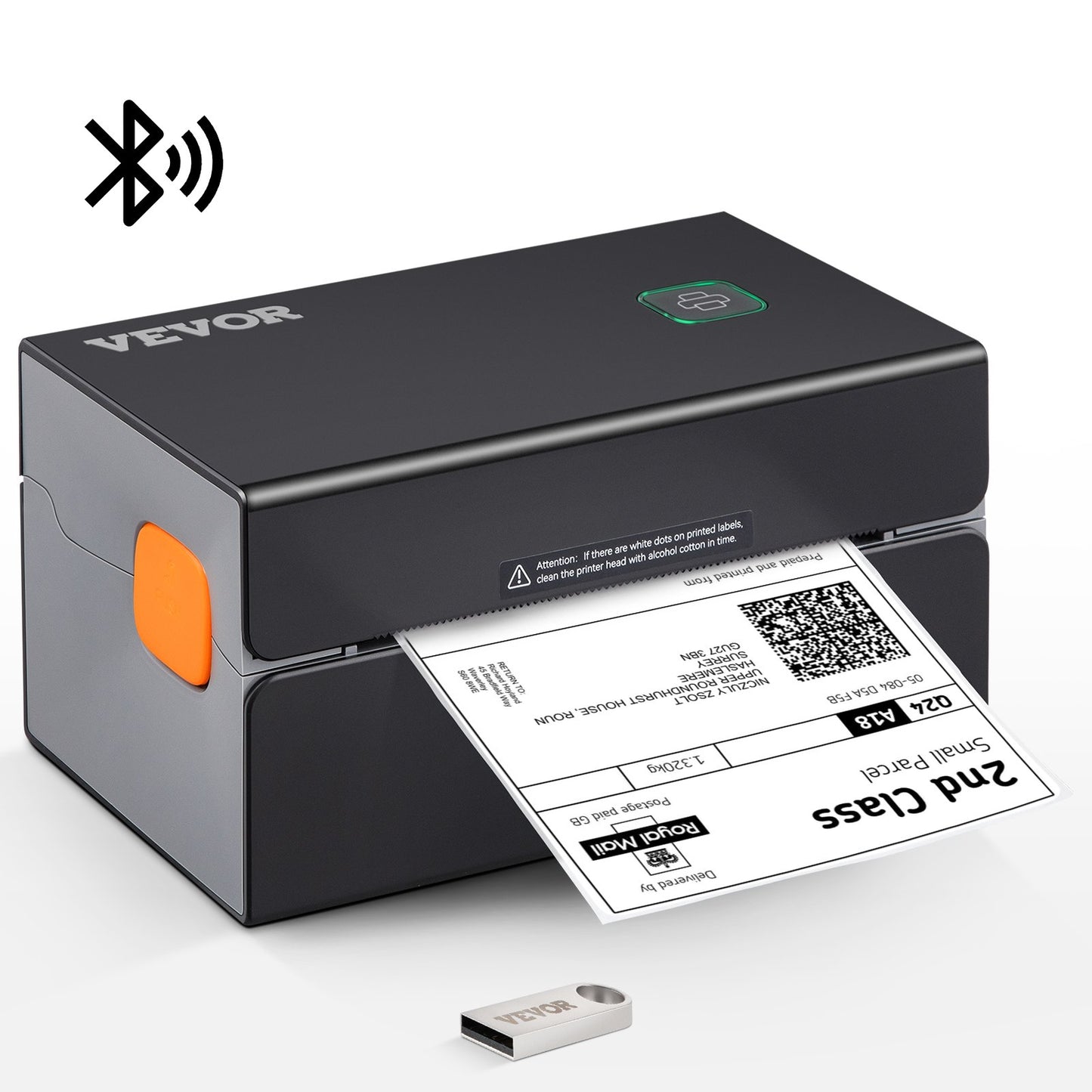 Thermal Label Printer, 300DPI for 4x6 Mailing Packages, Bluetooth & Automatic Label Recognition, Support Windows/MacOS/Linux/Chromebook/Android/IOS, Compatible w/ Amazon, eBay, Etsy,etc, Black