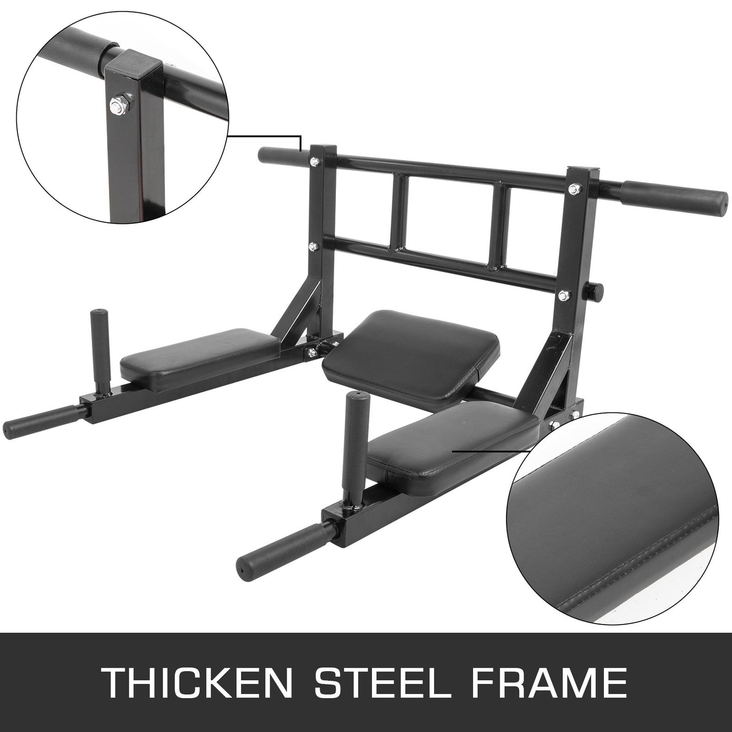 Pull Up Dip Bar Station Wall Mounted Chin Up Gym Fitness Strength Training