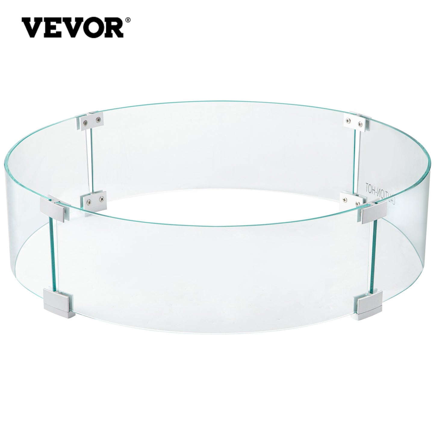 Fire Pit Wind Guard, 23 x 23 x 8 Inch Glass Flame Guard, Round Glass Shield, 1/4-Inch Thick Fire Table, Clear Tempered Glass Flame Guard, Steady Feet Tree Pit Guard for Propane, Gas, Outdoor