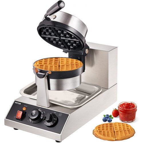 Commerical Round Waffle Maker 1300W Rotatable Non-Stick Waffle Iron 220V