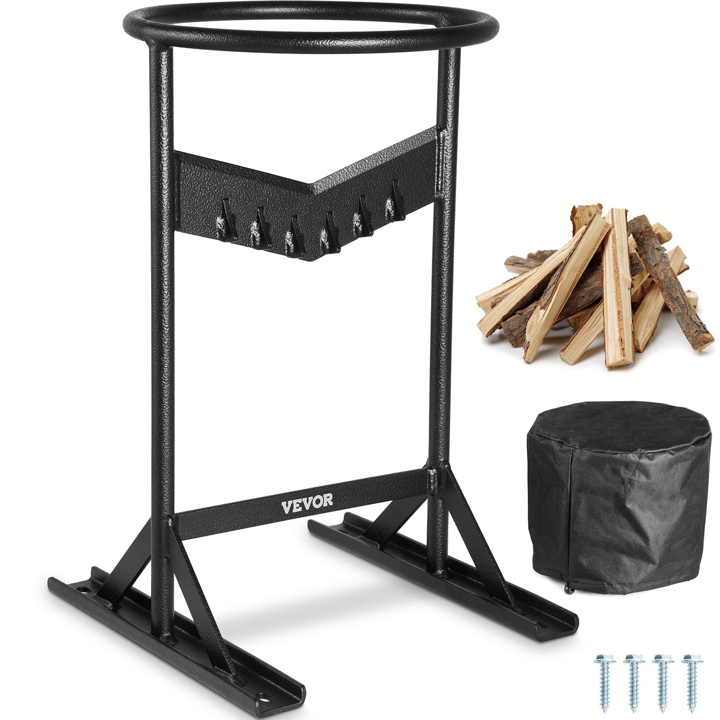 Wood Splitter, XL Log Splitter for 8.6" Dia. Wood, Portable "V" Shaped Finger-safty Firewood Cutter, Heavy-duty Solid Steel Wedge Manual Log Maker, With Protection Bag for Home Campsite