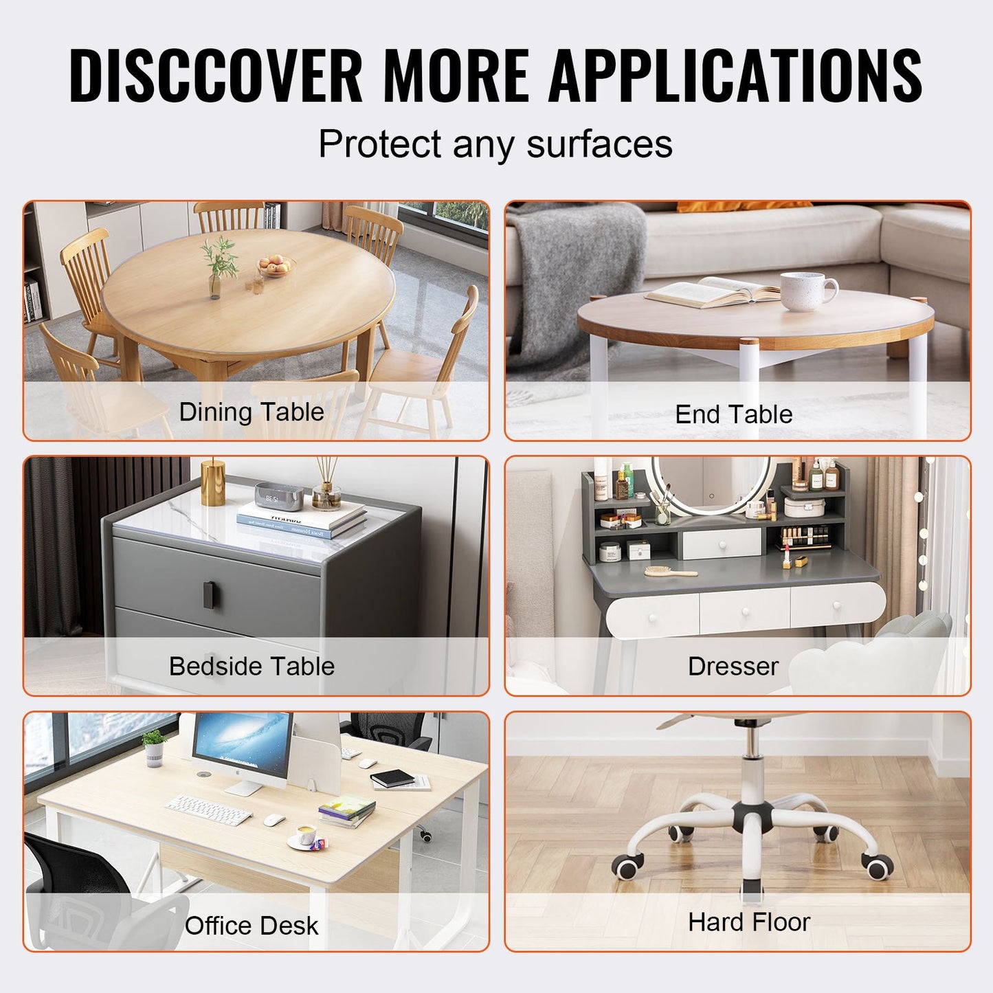 Clear Table Cover Protector, 42 inch/1068 mm Round Table Cover, 1.5 mm Thick PVC Plastic Tablecloth, Waterproof Desktop Protector for Writing Desk, Coffee Table, Dining Room Table