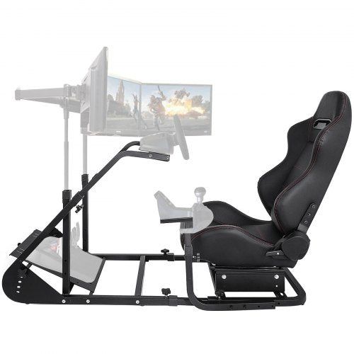Simulator Cockpit RS6 with Real Racing Seat Simulator Height Adjustable Racing Wheel Stand with Logitech G25, G27, G29, G920 Next Level Racing Wheel and Pedals Not Included