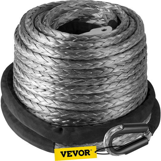Winch Rope, 3/8" x 95' Synthetic Winch Rope, 20500lbs Stainless Steel Protective Sleeve, Protective Thimble Sleeve for SUV ATV UTV Truck Jeep