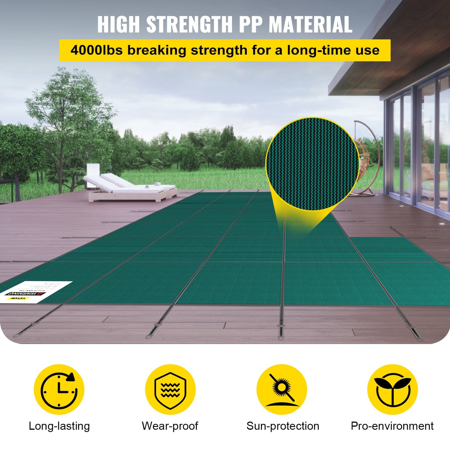 Inground Pool Safety Cover Winter Pool Cover 20 x 38 ft with Right Step