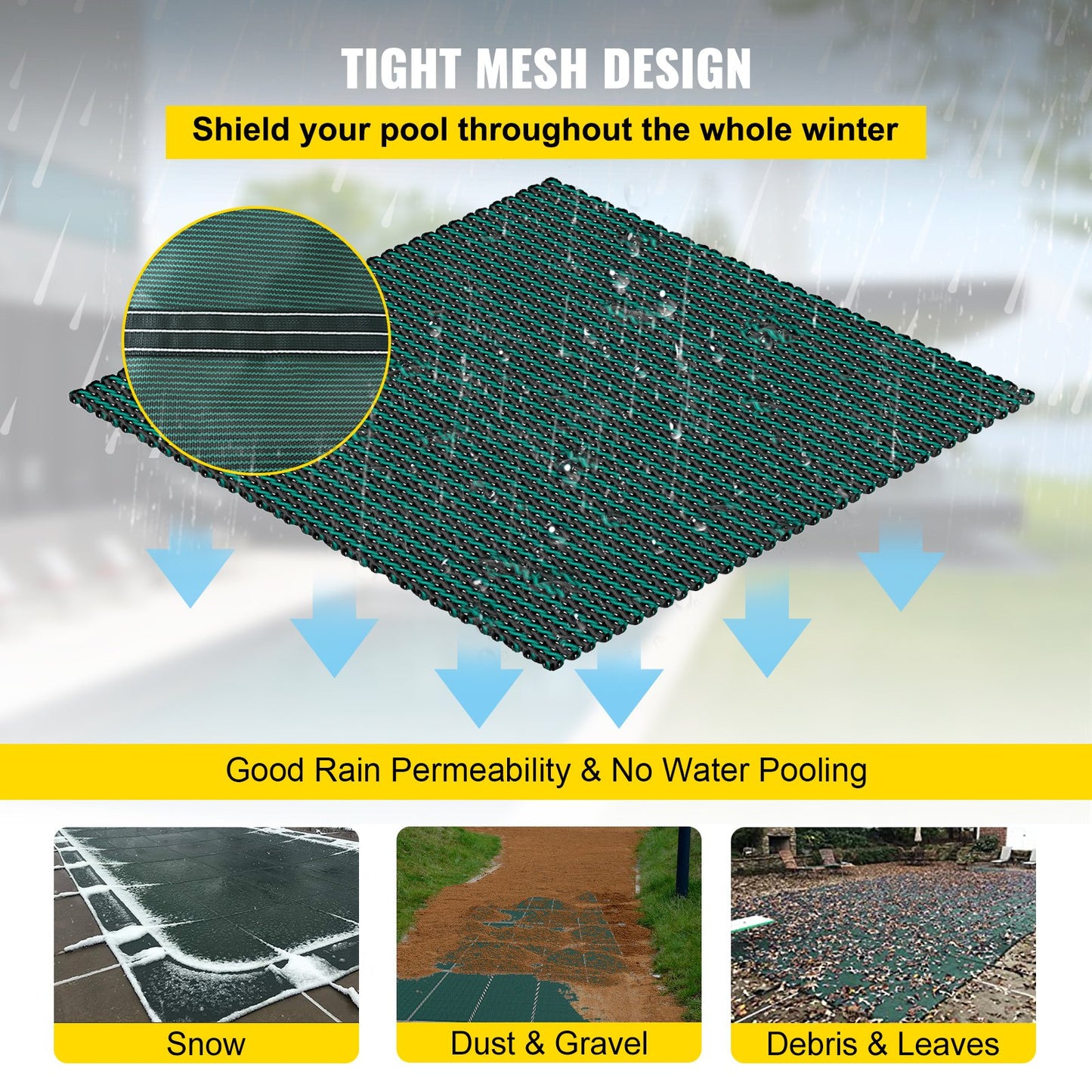 Inground Pool Safety Cover Winter Pool Cover 20 x 38 ft with Right Step