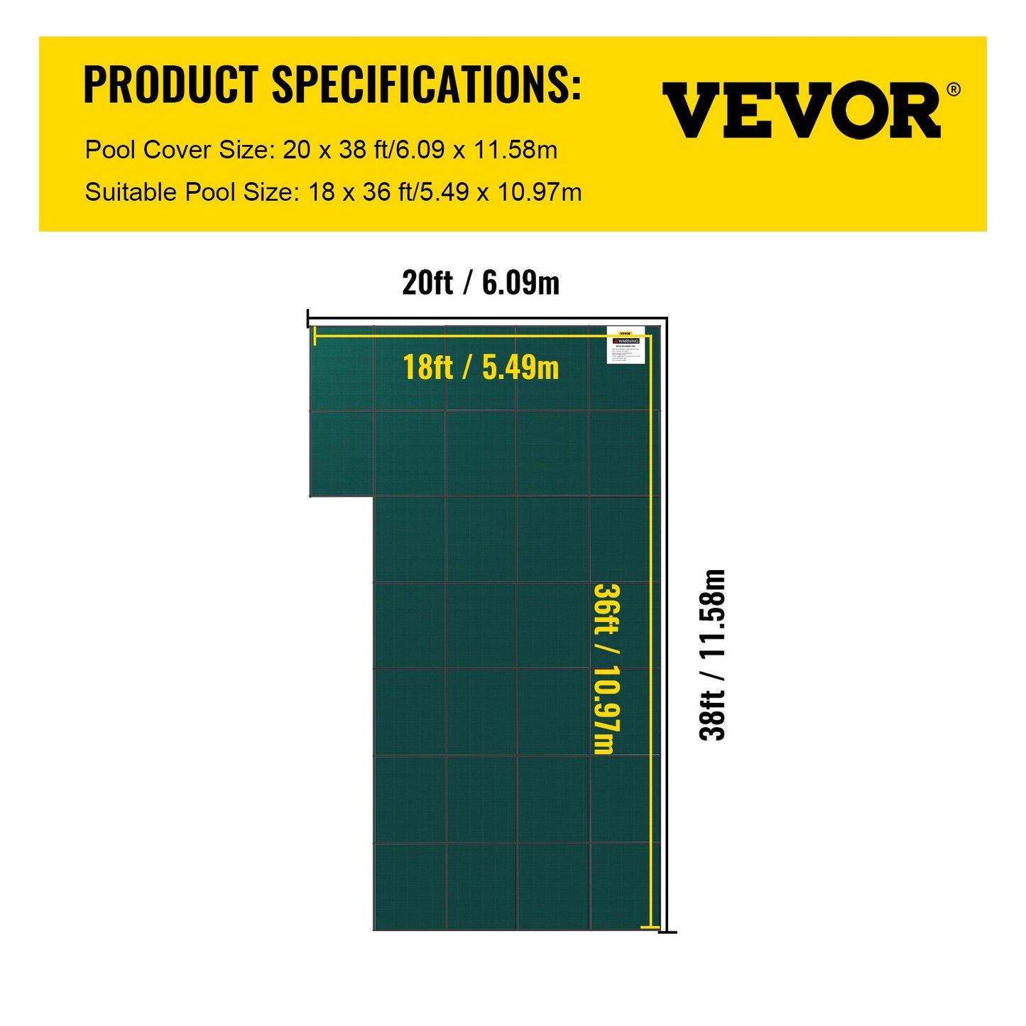 Inground Pool Safety Cover Winter Pool Cover 20 x 38 ft with Right Step