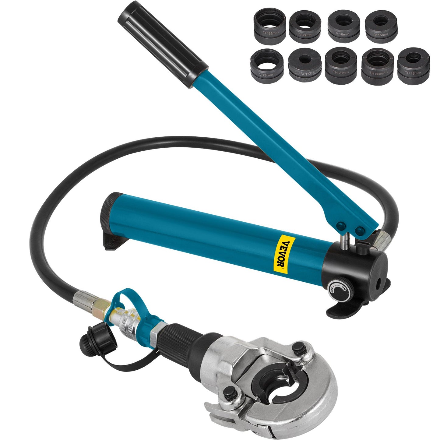 6T Hydraulic Crimping Tool V12-28mm TH16-32mm Press Pliers, V-shaped/TH-Shaped Pipe Crimping Pliers, Jaws 360° Head Hand-Held Press Pliers PE-X Crimping Tool for Composite Pipes PEX PE-X PB Pipe