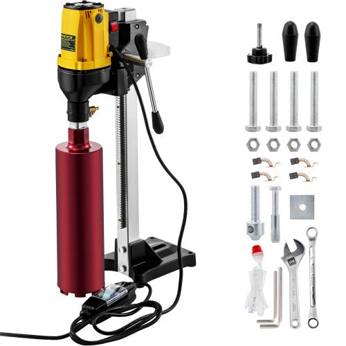 Z1Z-160 Diamond Drill Concrete Core Machine 220V, Feed Crank Core Drilling with Stand Bits, 6Inch W/Stand Bits Wet Drilling, Max 160mm Reinforced ConcreteCore Drills