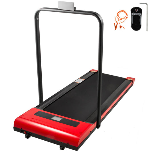 Under Desk Treadmills Working Treadmills For Running, Led Treadmill For Home Running Machine With Remote Control, 1-6.0km/h Speed Portable Slim Treadmill  Indoor Exercise(Red,with Handrail)