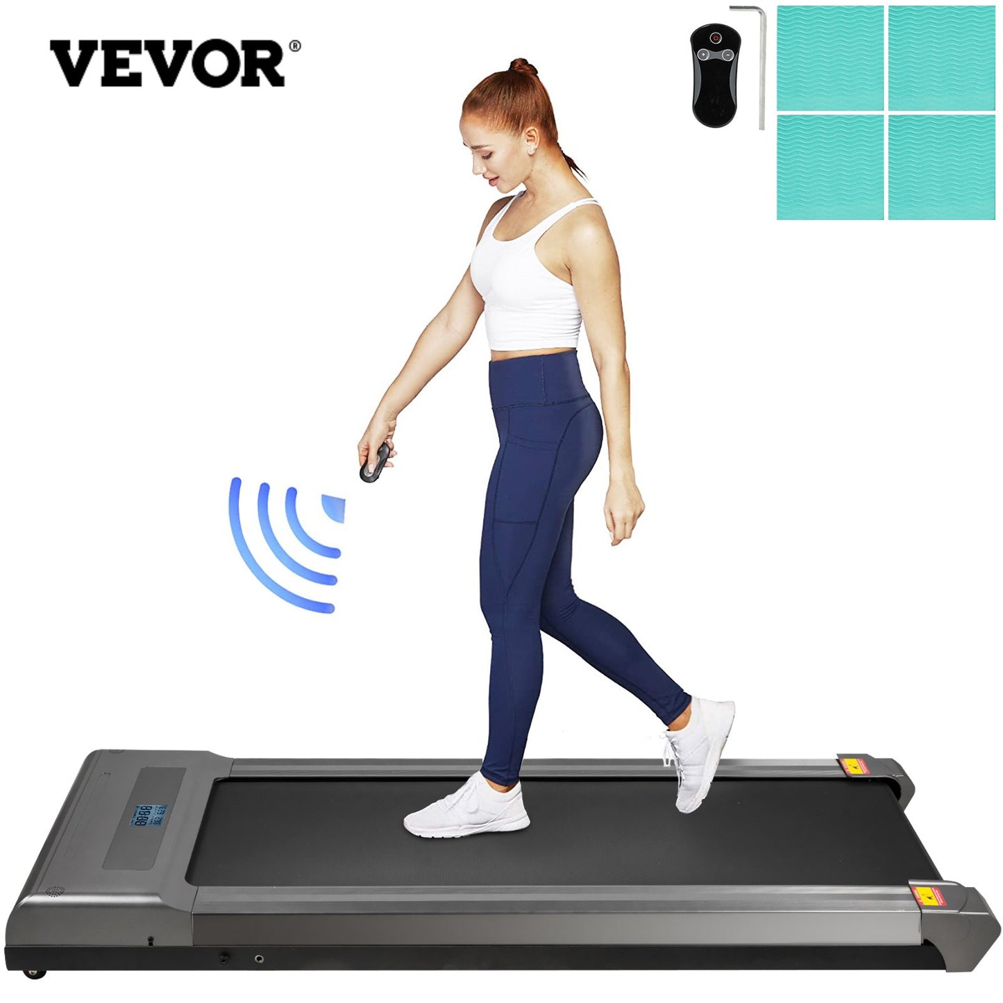 Under Desk Treadmills Working Treadmills For Running, Led Treadmill For Home Running Machine With Remote Control, 1-6.0km/h Speed Portable Slim Treadmill  Indoor Exercise(Gray,No Handrail)