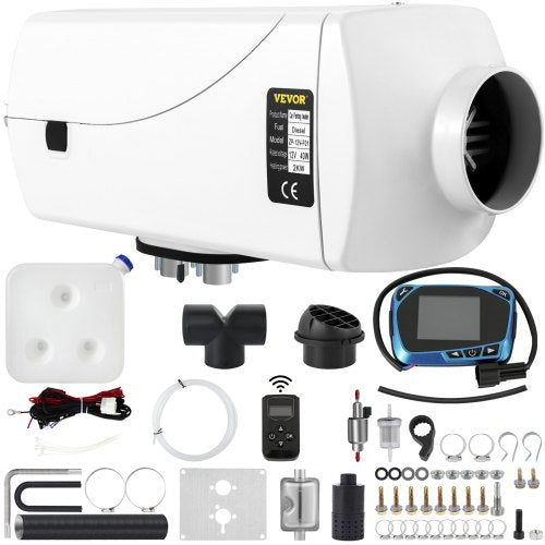 12V 2KW Diesel Heater Diesel Air Heater PLANAR LCD Thermostat 10L Tank for Car RV Trucks Motor-home Boat Bus Trailer CAN (White+Blue)