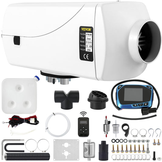12V 2KW Diesel Heater Diesel Air Heater PLANAR LCD Thermostat 10L Tank for Car RV Trucks Motor-home Boat Bus Trailer CAN (White+Blue)