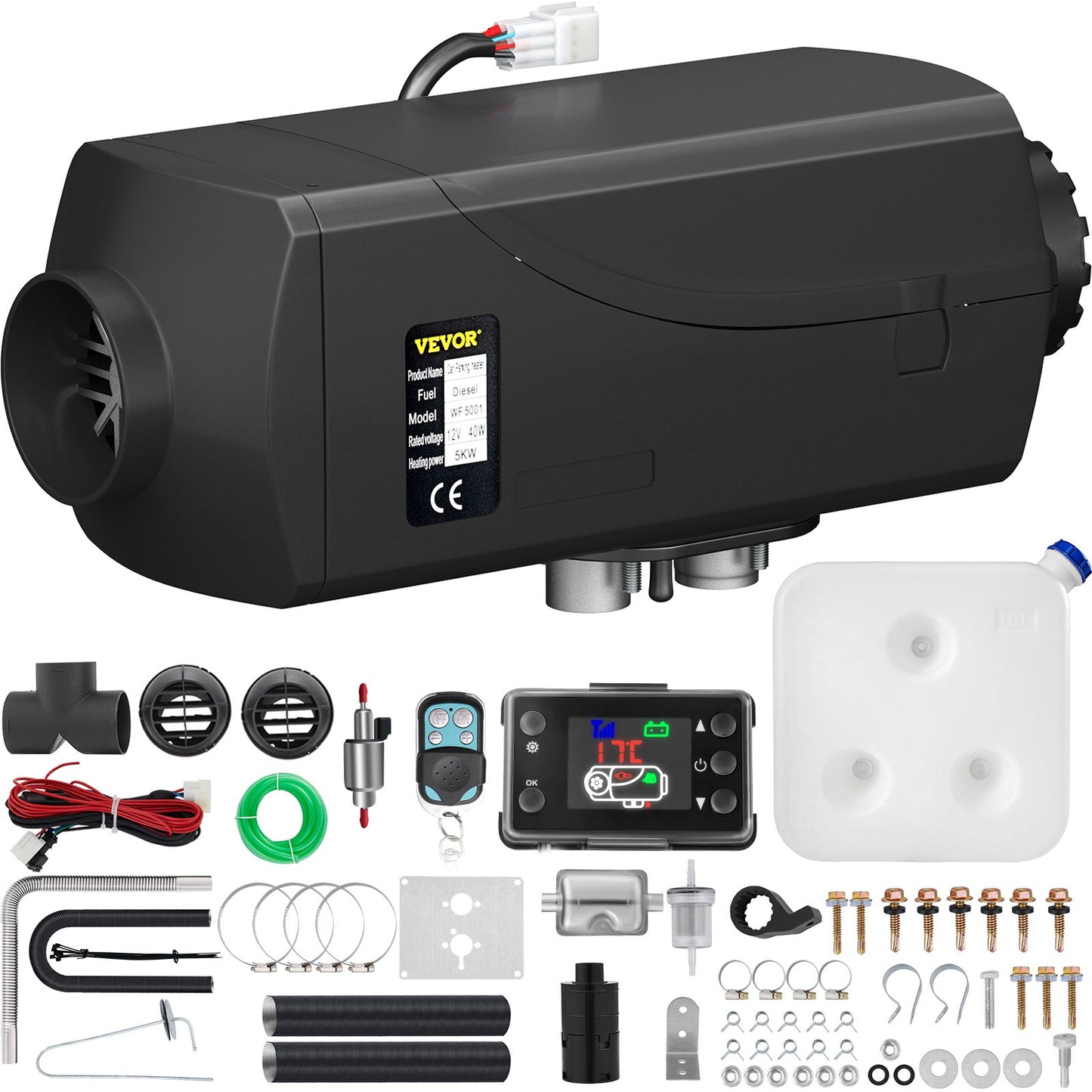 5KW 12V Diesel Parking Heater with LCD Monitor,Air Diesel Heater Parking Heater with Silencer for Truck Boat Car Trailer