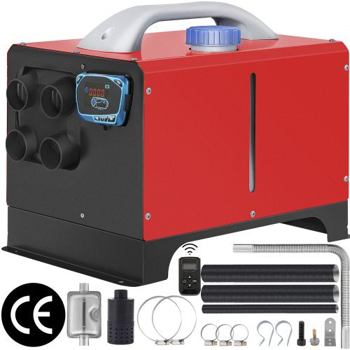 Diesel Air Heater, 5KW Mini Parking Heater, 12V Truck Heater, Four Air Outlets, All in One Design, with LCD Switch, Remote Control, Fast Heating Diesel Heater, For RV Truck, Boat, Bus