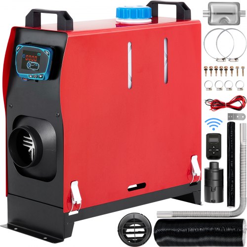 12V Diesel Air Heater Parking Heater, 5KW  All in One Diesel Fuel Heater with Single Air Outlets Remote Control Parking Heater Silencer LCD Switch for Car RV Boats Bus Caravan