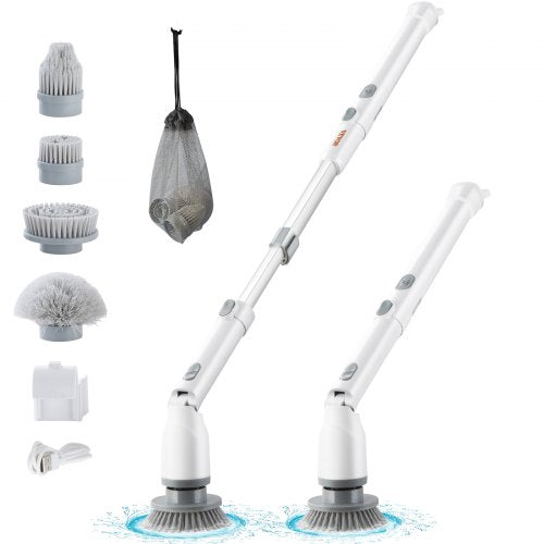 Electric Spin Scrubber, Cordless Cleaning Brush with 2 Adjustable Speeds and Extendable Long Handle, 1.5H Runtime Power Shower Scrubber with 4 Replaceable Brush Heads for Bathroom, Tub, Tile