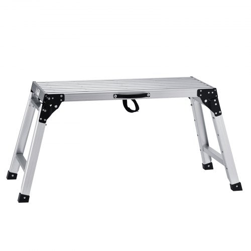 Adjustable Work Platform, 330 lbs Load Capacity, Folding Aluminum Drywall Stool Ladder, Non-Slip Work Bench w/ Portable Handle, Heavy Duty for Washing Vehicles, Cleaning, Painting, Decorating
