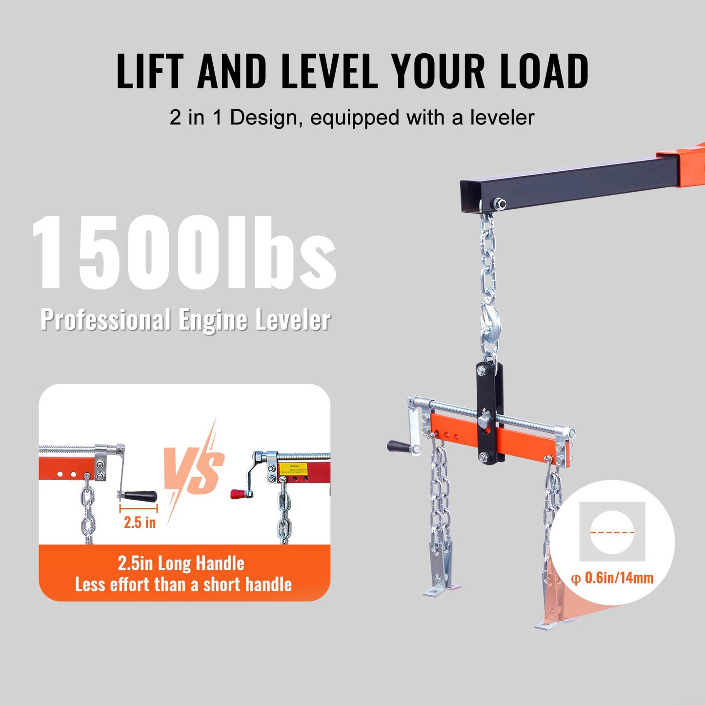 Engine Hoist Leveler 4400 LBS/2 TON Cherry Picker Shop Crane Load Lift Tool