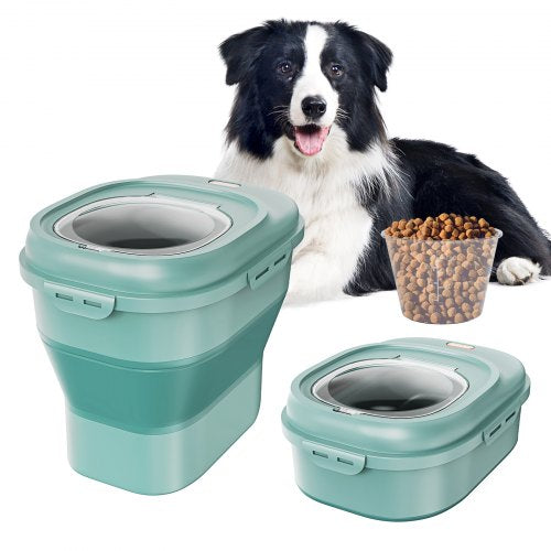 Collapsible Dog Food Storage Container, 50 lbs Capacity Large Dispenser Bin with Attachable Casters, Airtight Lid Kitchen Rice Cereal Flour Bin, Pet food Containers For Cat, Bird, Other Pet Food
