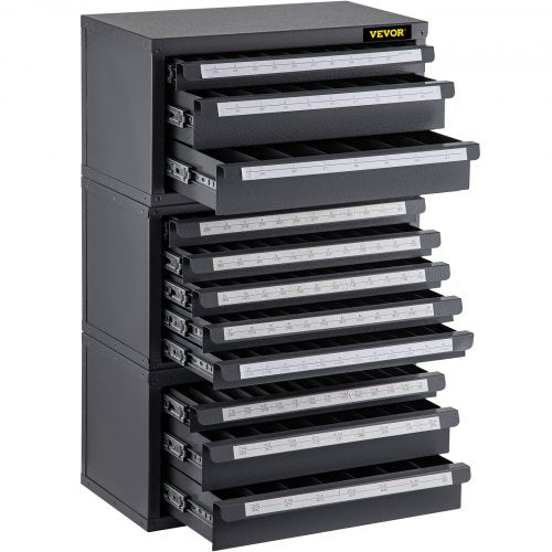Drill Bit Dispenser Cabinet, Three-Drawer Drill Bit Dispenser for 1/16" to 1/2" & Letter Sizes A to Z,  Five-Drawer Drill Bit Organizer for Wire Gauge Sizes #1 to #60, 3 Pieces Drill Cabinet Set