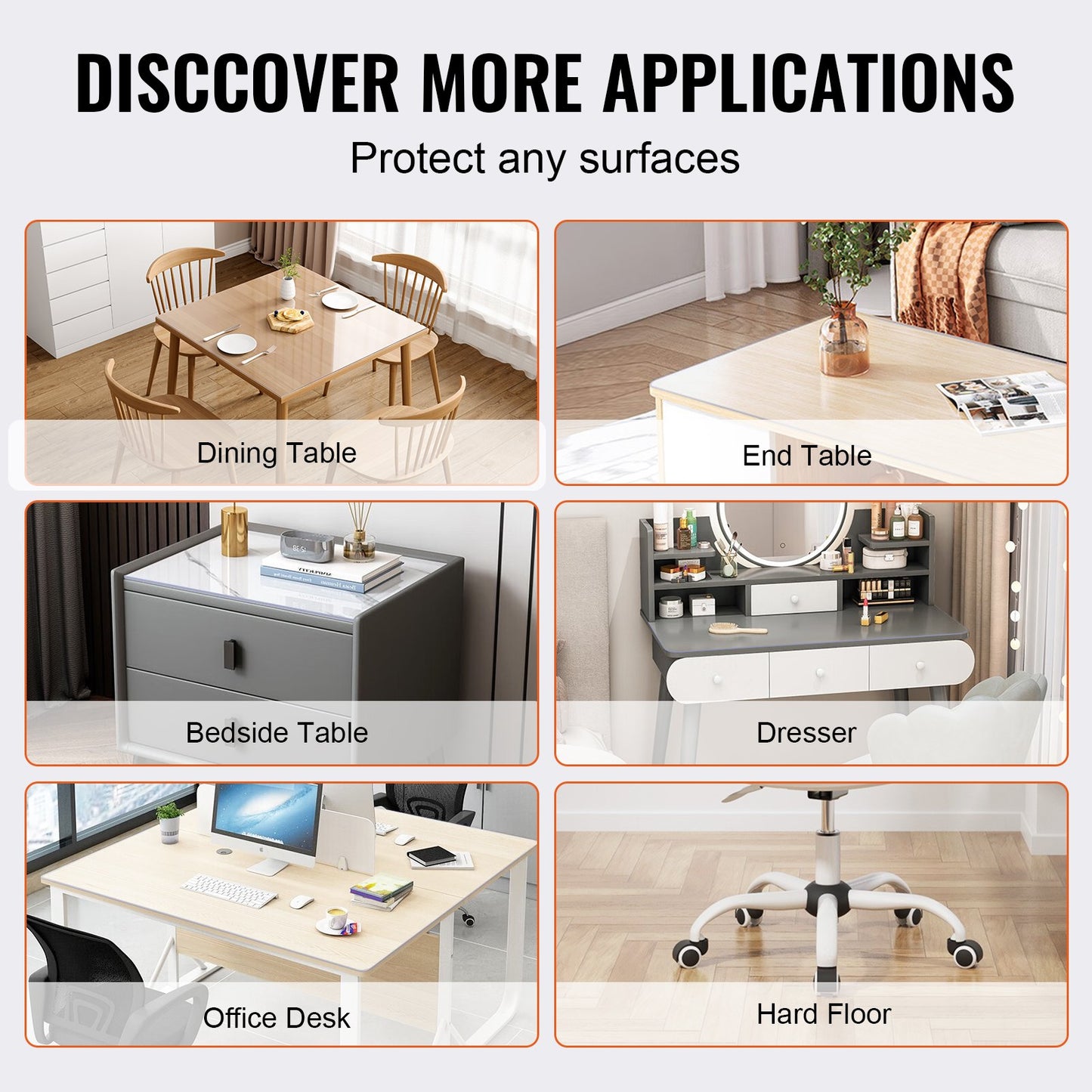 Clear Table Cover Protector, 12" x12"/305 x 305 mm Table Cover, 1.5 mm Thick PVC Plastic Tablecloth, Waterproof Desktop Protector for Writing Desk, Coffee Table, Dining Room Table