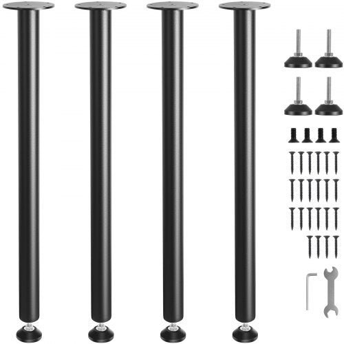 762MM Adjustable Desk Legs, Reinforced Steel Office Table Furniture legs Set of 4 for DIY, 544.3KG Load Capacity Heavy Duty Desk Legs, Quick Instalation Legs with Adjustable Foot Cup Black