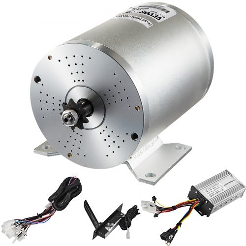 1800W Electric Brushless DC Motor Kit 48V High Speed Brushless Motor with 38A Speed Controller and Throttle Pedal Wire Harness Set for Electric Scooter Go Kart E-Bike